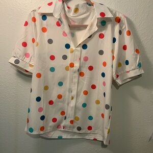 White Blouse with Pink Polka Dots